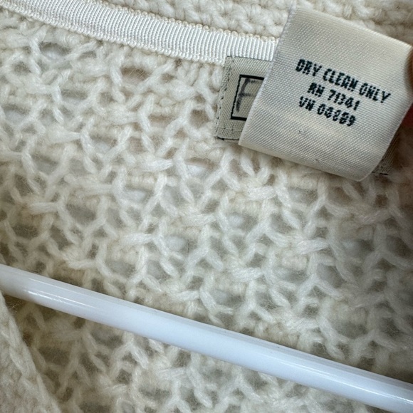 LL Bean Size Large Ivory Open Knit Cardigan Sweater Wool Angora Textured - Picture 4 of 6